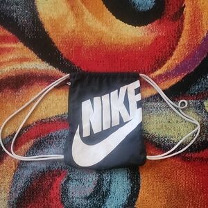 Nike Black and White Drawstring Backpack